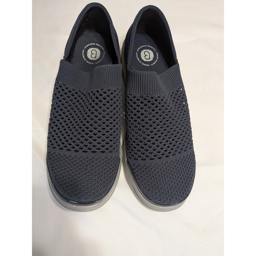 Bzees Knit Slip On Sneakers Womens 10 Navy Blue Excellent Washable Comfort Shoes